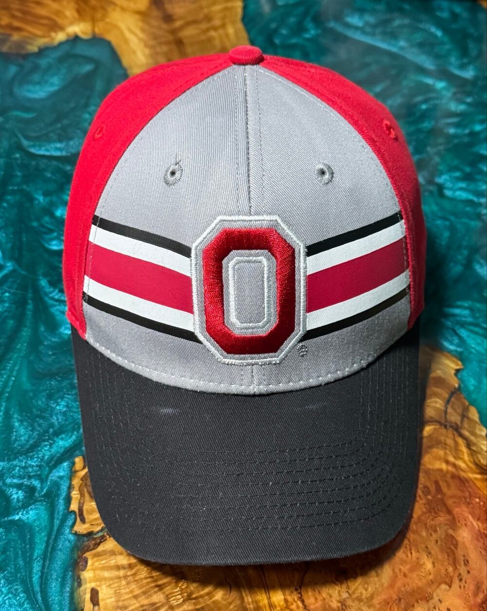 Ohio State University Red, Black, White, & Grey Adjustable Cap FAN 1